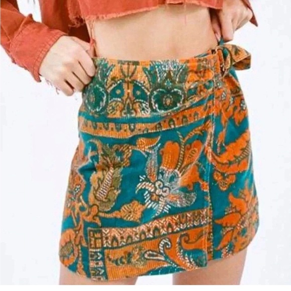 Urban Outfitters Saturn Corduroy Wrap Mini Skirt - Picture 1 of 3